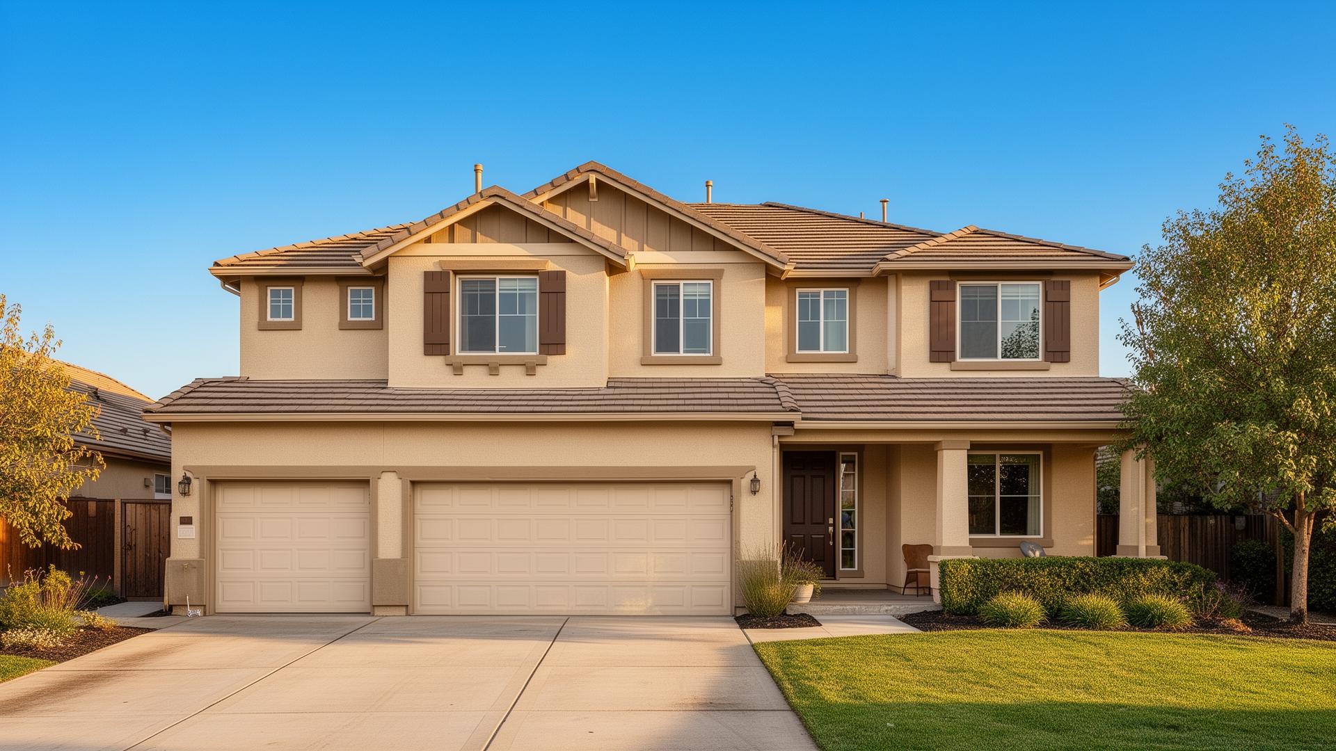 Clean residential home exterior after pressure washing in the Central Valley